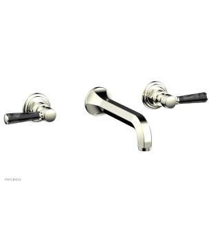 Phylrich 500-13/015 Hex 8 1/4" Double Marble Handle Wall Mount Bathroom Sink Faucet in Satin Nickel
