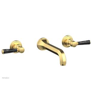 Phylrich 500-13/24B Hex 8 1/4" Double Marble Handle Wall Mount Bathroom Sink Faucet in Burnished Gold