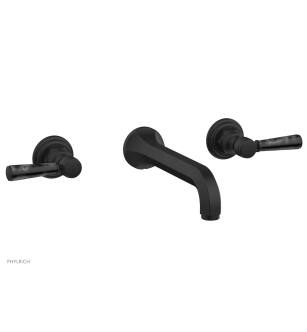 Phylrich 500-13/040 Hex 8 1/4" Double Marble Handle Wall Mount Bathroom Sink Faucet in Black