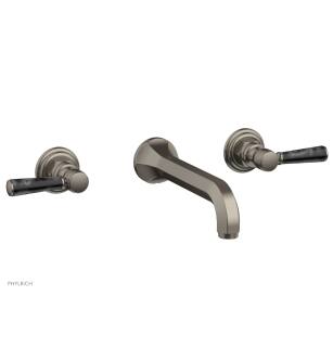 Phylrich 500-13/15A Hex 8 1/4" Double Marble Handle Wall Mount Bathroom Sink Faucet in Pewter