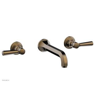 Phylrich 500-12/047 Hex 8 1/4" Double Lever Handle Wall Mount Bathroom Sink Faucet in Brass/Antique Brass