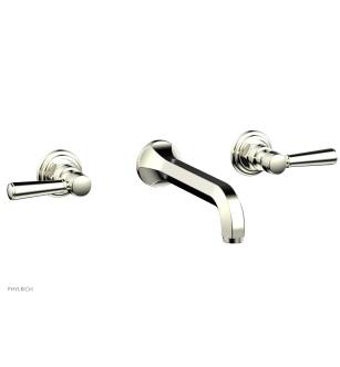 Phylrich 500-12/015 Hex 8 1/4" Double Lever Handle Wall Mount Bathroom Sink Faucet in Satin Nickel