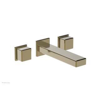Phylrich 290-14/047 Mix 8 3/4" Double Cube Handle Wall Mount Bathroom Sink Faucet in Brass/Antique Brass