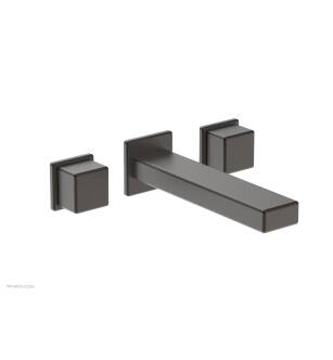 Phylrich 290-14/10B Mix 8 3/4" Double Cube Handle Wall Mount Bathroom Sink Faucet in Distressed Bronze/Oil Rubbed Bronze