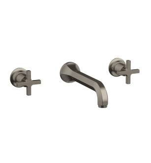 Phylrich 501-11/15A Hex Modern 8 1/4" Double Cross Handle Wall Mount Bathroom Sink Faucet in Pewter