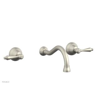 Phylrich DWL100/15B Revere & Savannah 9 3/8" Double Straight Handle Wall Mount Bathroom Sink Faucet in Brushed Nickel