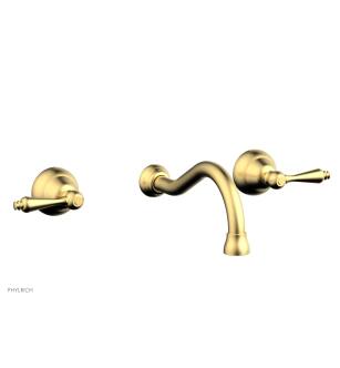 Phylrich DWL100/24B Revere & Savannah 9 3/8" Double Straight Handle Wall Mount Bathroom Sink Faucet in Burnished Gold