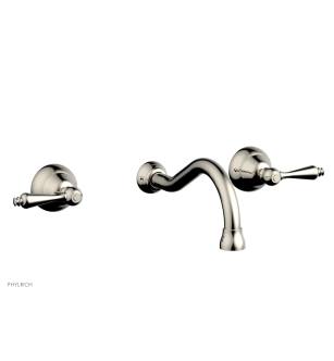 Phylrich DWL100/014 Revere & Savannah 9 3/8" Double Straight Handle Wall Mount Bathroom Sink Faucet in Polished Nickel