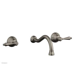 Phylrich DWL100/15A Revere & Savannah 9 3/8" Double Straight Handle Wall Mount Bathroom Sink Faucet in Pewter