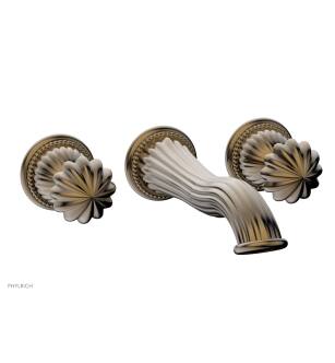 Phylrich WL361/047 Georgian & Barcelona 10 1/4" Double Round Handle Wall Mount Bathroom Sink Faucet in Brass/Antique Brass