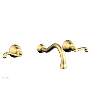 Phylrich DWL137/24B Basic 8" Double Blade Cross Handle Wall Mount Bathroom Sink Faucet in Burnished Gold