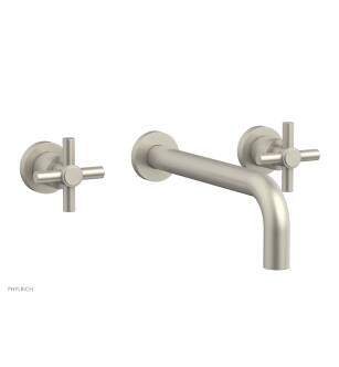 Phylrich DWL134/15B Basic 8" Double Tubular Cross Handle Wall Mount Bathroom Sink Faucet in Brushed Nickel