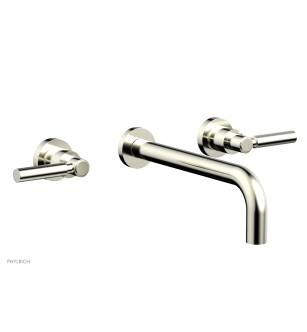 Phylrich DWL130/015 Basic 8" Double Lever Handle Wall Mount Bathroom Sink Faucet in Satin Nickel