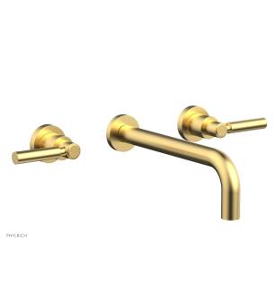 Phylrich DWL130/24B Basic 8" Double Lever Handle Wall Mount Bathroom Sink Faucet in Burnished Gold