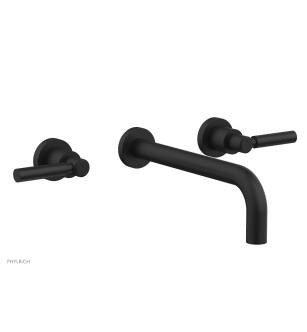 Phylrich DWL130/040 Basic 8" Double Lever Handle Wall Mount Bathroom Sink Faucet in Black