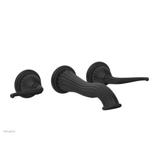 Phylrich WL144/040 Baroque 10 1/4" Double Lever Handle Wall Mount Bathroom Sink Faucet in Black