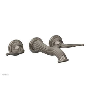 Phylrich WL144/15A Baroque 10 1/4" Double Lever Handle Wall Mount Bathroom Sink Faucet in Pewter
