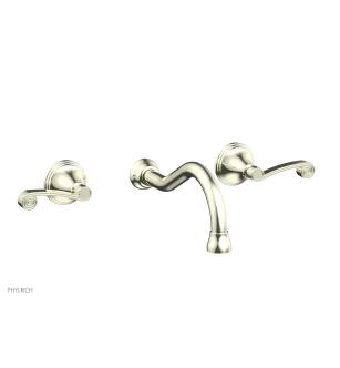 Phylrich DWL206/15B 3Ring 9 3/8" Double Curved Handle Wall Mount Bathroom Sink Faucet in Brushed Nickel