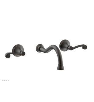 Phylrich DWL206/10B 3Ring 9 3/8" Double Curved Handle Wall Mount Bathroom Sink Faucet in Distressed Bronze/Oil Rubbed Bronze