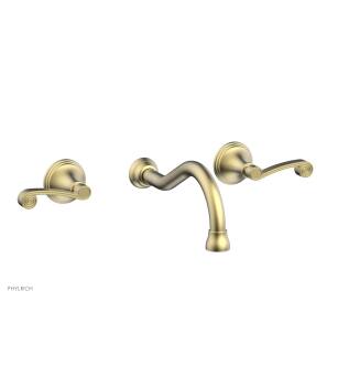 Phylrich DWL206/24B 3Ring 9 3/8" Double Curved Handle Wall Mount Bathroom Sink Faucet in Burnished Gold