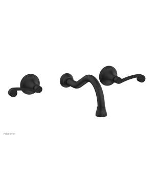 Phylrich DWL206/040 3Ring 9 3/8" Double Curved Handle Wall Mount Bathroom Sink Faucet in Black