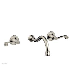 Phylrich DWL206/014 3Ring 9 3/8" Double Curved Handle Wall Mount Bathroom Sink Faucet in Polished Nickel