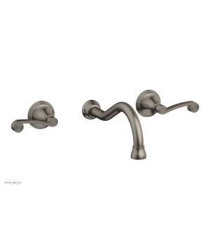 Phylrich DWL206/15A 3Ring 9 3/8" Double Curved Handle Wall Mount Bathroom Sink Faucet in Pewter