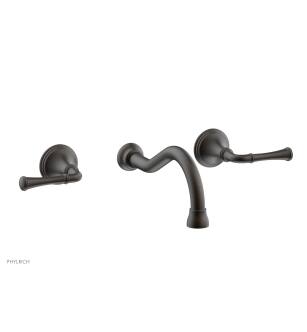 Phylrich DWL205/10B 3Ring 9 3/8" Double Straight Handle Wall Mount Bathroom Sink Faucet in Distressed Bronze/Oil Rubbed Bronze