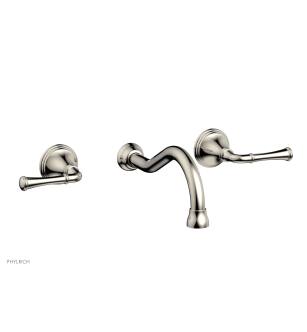 Phylrich DWL205/014 3Ring 9 3/8" Double Straight Handle Wall Mount Bathroom Sink Faucet in Polished Nickel