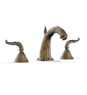 Phylrich K337/047 Ribbon & Reed 7 5/8" Double Lever Handle Widespread Bathroom Sink Faucet in Brass/Antique Brass