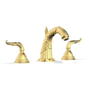 Phylrich K337/24B Ribbon & Reed 7 5/8" Double Lever Handle Widespread Bathroom Sink Faucet in Burnished Gold