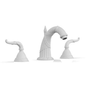 Phylrich K337/050 Ribbon & Reed 7 5/8" Double Lever Handle Widespread Bathroom Sink Faucet in White