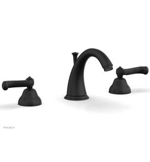 Phylrich D202/040 Revere & Savannah 7 3/4" Double Curved Handle Widespread Bathroom Sink Faucet with High Spout in Black