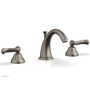 Phylrich D202/15A Revere & Savannah 7 3/4" Double Curved Handle Widespread Bathroom Sink Faucet with High Spout in Pewter