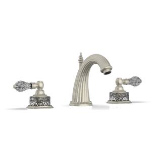 Phylrich K280/15B Regent Cut Crystal 7 5/8" Double Crystal Lever Handle Widespread Bathroom Sink Faucet in Brushed Nickel