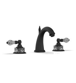 Phylrich K280/040 Regent Cut Crystal 7 5/8" Double Crystal Lever Handle Widespread Bathroom Sink Faucet in Black