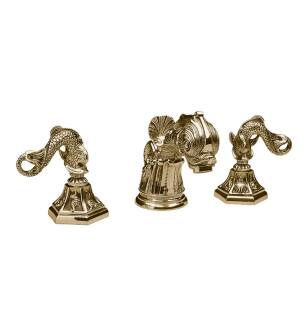 Phylrich K101/025 Dolphin 7 5/8" Double Dolphin Lever Handle Widespread Bathroom Sink Faucet in Polished Gold