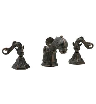 Phylrich K101/11B Dolphin 7 5/8" Double Dolphin Lever Handle Widespread Bathroom Sink Faucet in Antique Bronze
