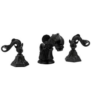Phylrich K101/040 Dolphin 7 5/8" Double Dolphin Lever Handle Widespread Bathroom Sink Faucet in Black