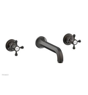 Phylrich 500-11/10B Hex 8 1/4" Double Cross Handle Wall Mount Bathroom Sink Faucet in Distressed Bronze/Oil Rubbed Bronze