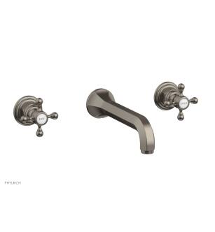Phylrich 500-11/15A Hex 8 1/4" Double Cross Handle Wall Mount Bathroom Sink Faucet in Pewter