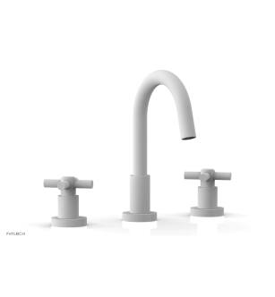 Phylrich D135/050 Basic 6 7/8" Double Tubular Cross Handle Widespread Bathroom Sink Faucet with Medium Spout in White