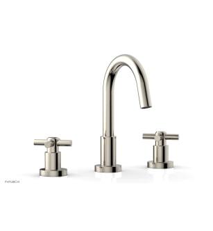 Phylrich D135/014 Basic 6 7/8" Double Tubular Cross Handle Widespread Bathroom Sink Faucet with Medium Spout in Polished Nickel