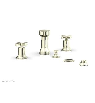 Phylrich 501-60/15B Hex Modern Four Hole Deck Mounted Vertical Spray Bidet Faucet Set in Brushed Nickel