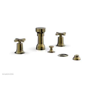 Phylrich 501-60/047 Hex Modern Four Hole Deck Mounted Vertical Spray Bidet Faucet Set in Brass/Antique Brass
