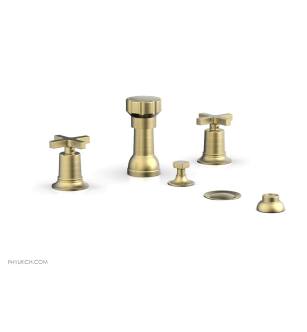 Phylrich 501-60/24B Hex Modern Four Hole Deck Mounted Vertical Spray Bidet Faucet Set in Burnished Gold