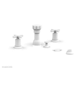 Phylrich 501-60/050 Hex Modern Four Hole Deck Mounted Vertical Spray Bidet Faucet Set in White