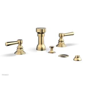 Phylrich 500-61/004 Hex Traditional Four Hole Deck Mounted Vertical Spray Bidet Faucet Set in Satin Brass