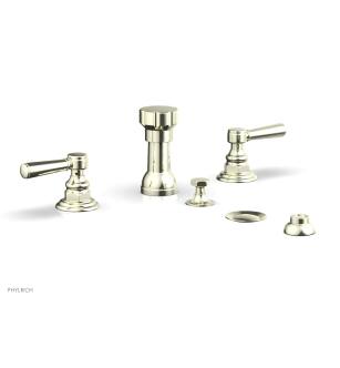 Phylrich 500-61/15B Hex Traditional Four Hole Deck Mounted Vertical Spray Bidet Faucet Set in Brushed Nickel