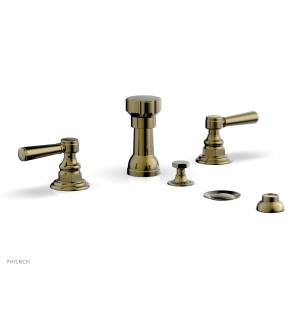Phylrich 500-61/047 Hex Traditional Four Hole Deck Mounted Vertical Spray Bidet Faucet Set in Brass/Antique Brass